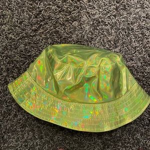 Iridescent green bucket hat